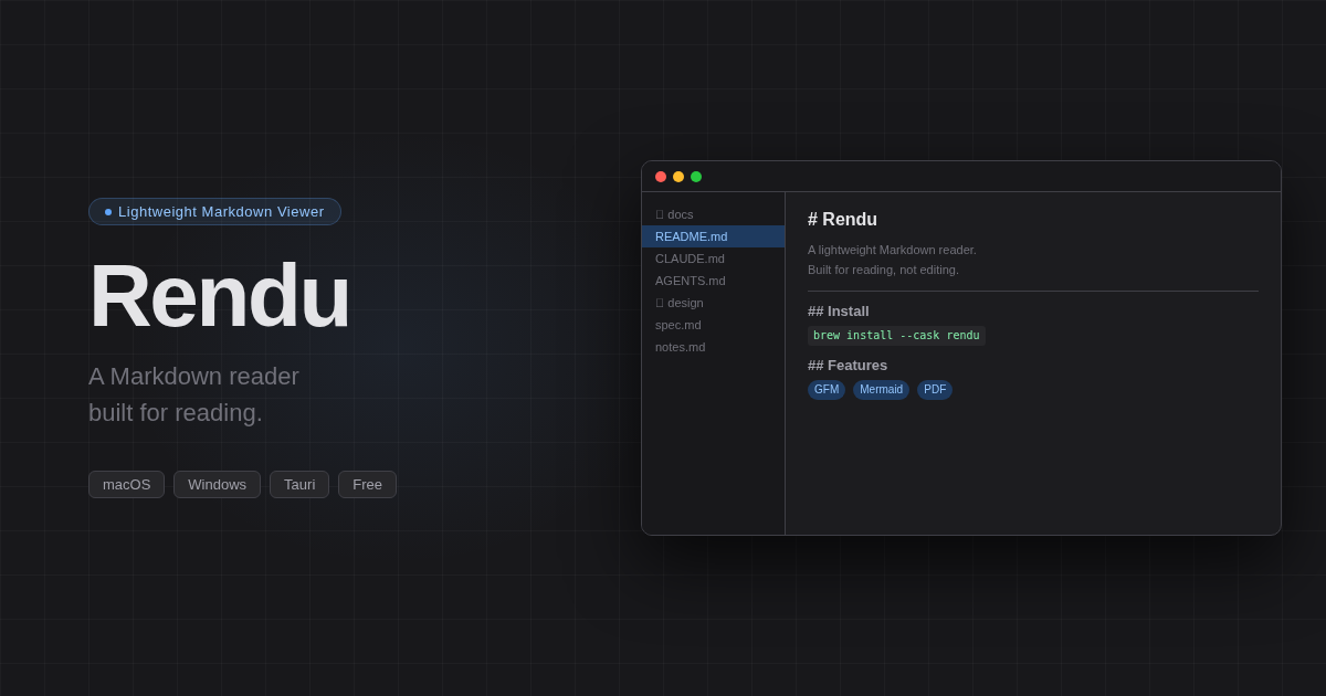 Rendu — Lightweight Markdown Viewer for macOS, Windows & Linux